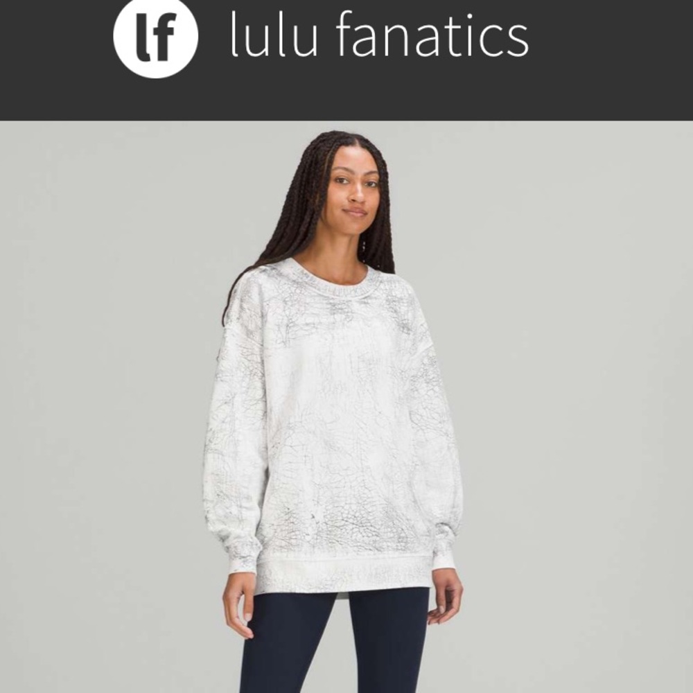 Lululemon Perfectly Oversized Crew Sweatshirt ~Sz 4 6 Thread Dye White Black 466
